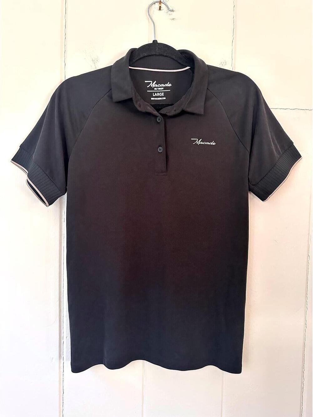 Macade Tour Script Shirt Golf Polo Black Size Large